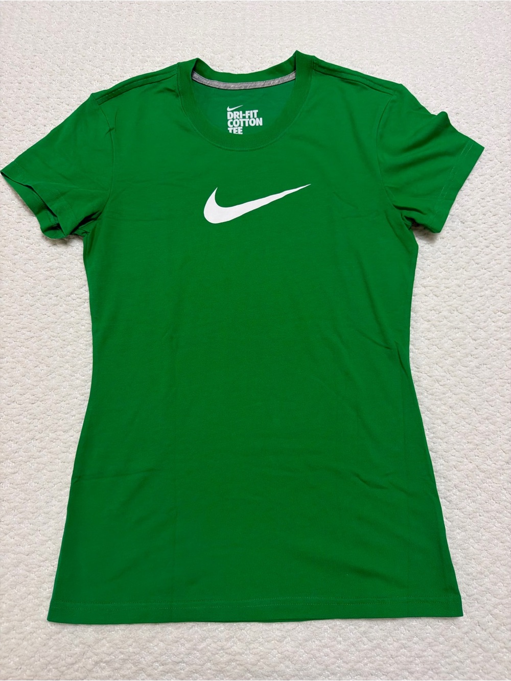 Nike Dri-Fit Cotton Tee Green V-Neck Women’s Size Small